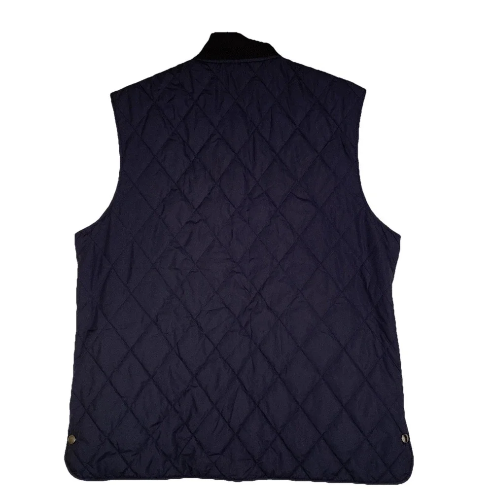 Men's Large Banana Republic Quilted Navy Zip Up‎ Vest With Zippered Pockets.